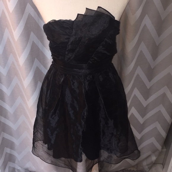 Beetlejuice Costume Dress Black Strapless Formal Homecoming Dance Cocktail Gown - Picture 3 of 8